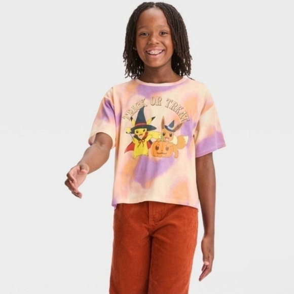 Pokemon Other - NWT Pokemon Pikachu & Eevee Halloween Tie Dye Trick or Treat Graphic Tee L 10/12